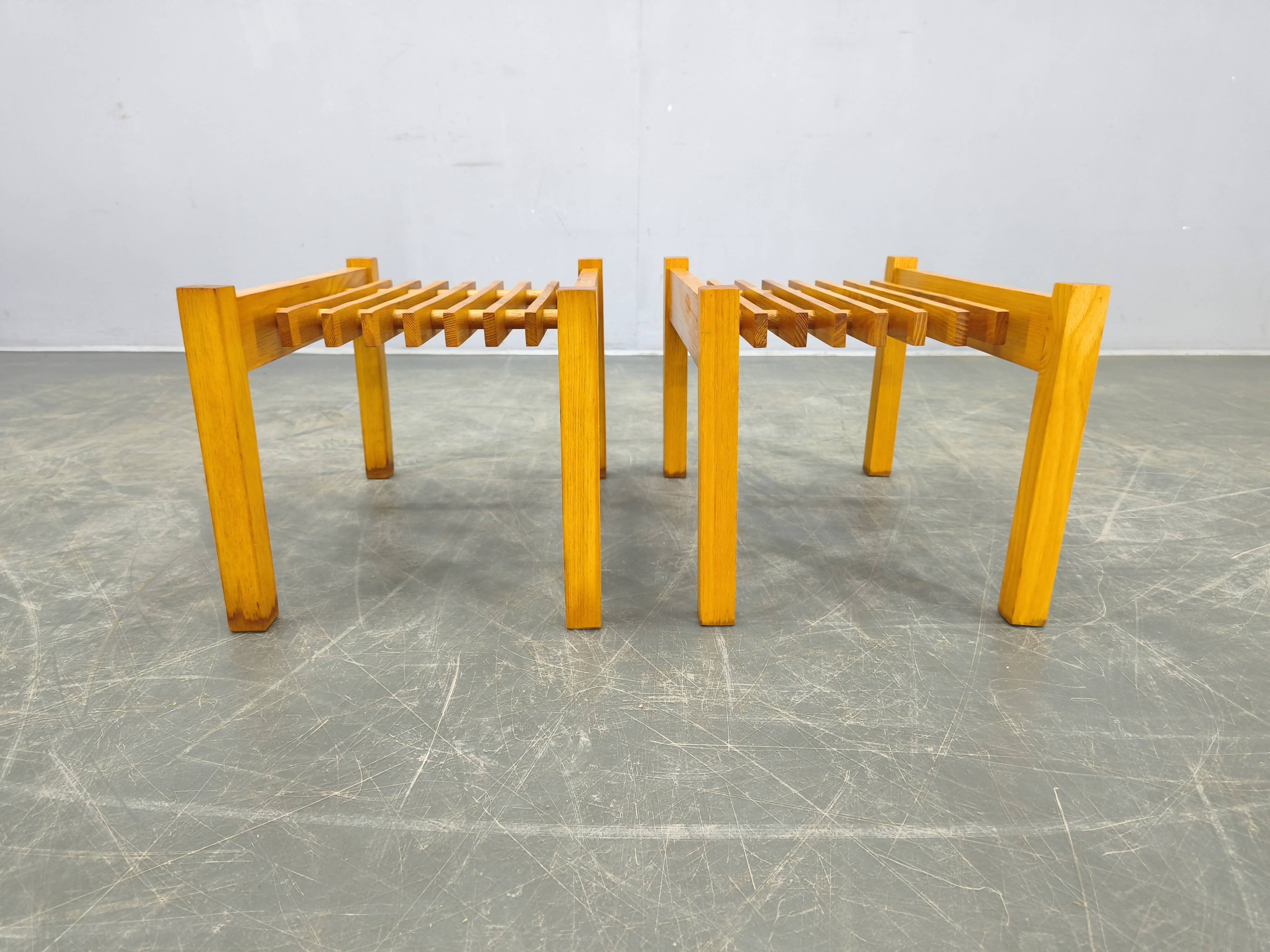 Set of Three Mid-Century Wooden Plant Stands, Czechoslovakia 1970s