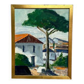 Huile su panneau suédoise – « Arbre près de la maison » par L. Niklasson – Datée de 1975 – V