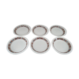 Set of 6 hollow plates in porcelain Bavaria white floral frieze 70s