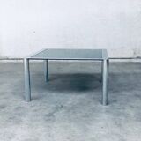 Mid-Century Smoked Glass & Chromed Steel Square Dining Table attributed to Sergio Mazza for Cinova, Italy, 1970s