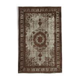 Hand-knotted bohemian turkish 1980s 212 cm x 327 cm brown rug