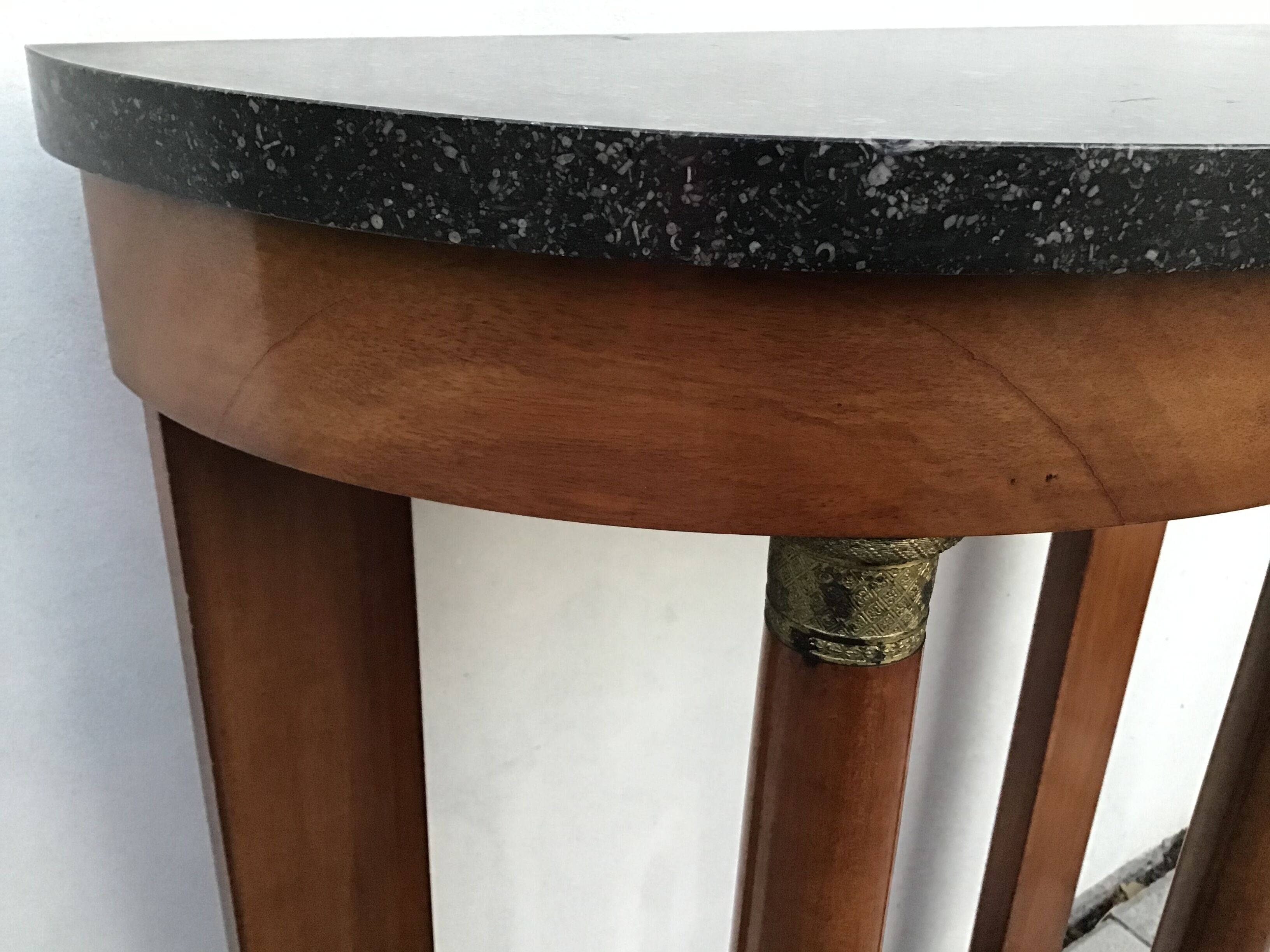 Small half-moon console empire vintage mahogany 1950