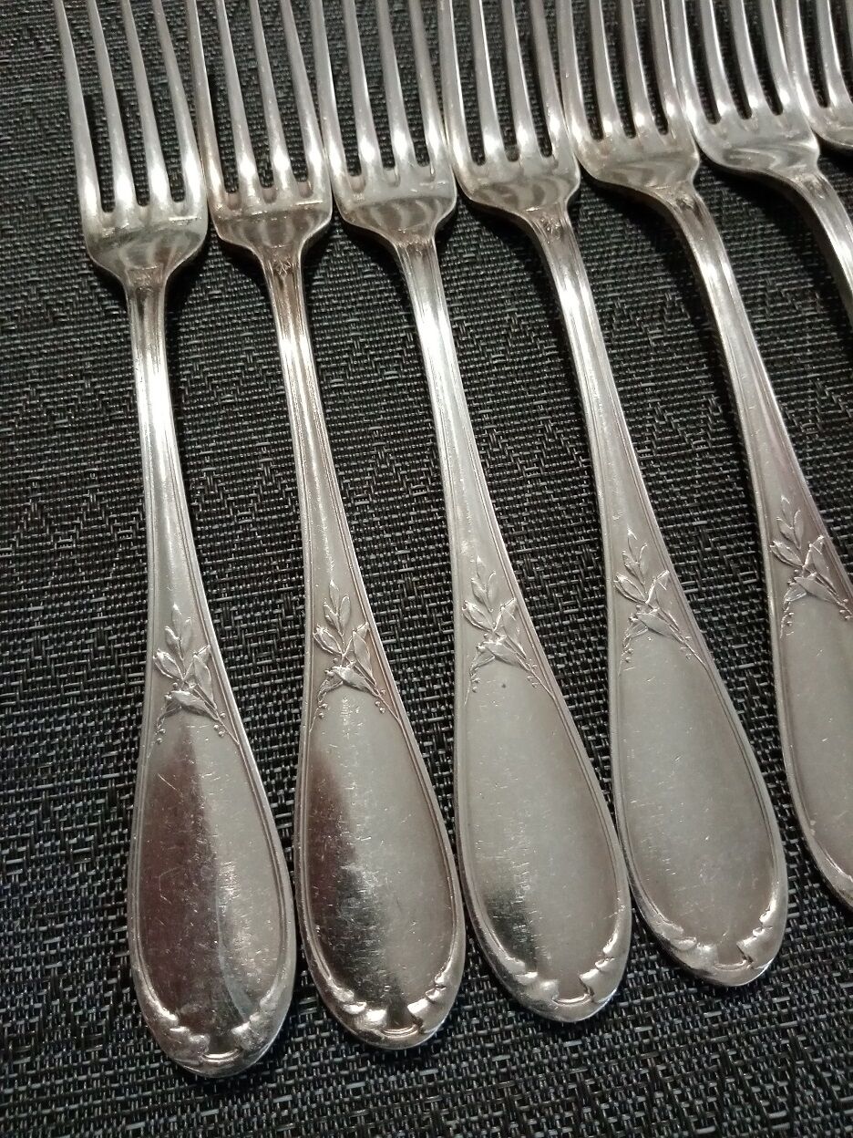 Set of 8 table forks silver metal Ercuis