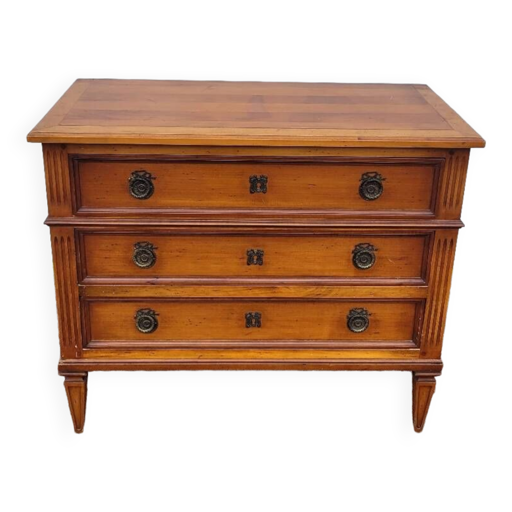 Louis xvi style chest of drawers in cherry wood 3 drawers