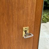 1960s Scandinavian-style compass-legged wardrobe in wood and mirror
