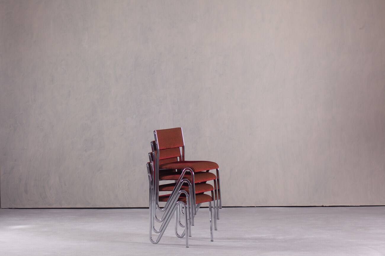 Vintage steel stacking chairs, Germany, 1980s, set of 4