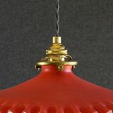 Pendant light in old glass painted red and white. New socket and cable.