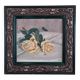 Antique original flower oil painting, yellow roses still life art