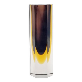 Vase en verre Sommerso facetté du milieu du siècle par Flavio Poli pour Alessandro Mandruzzato, Italie, années 1960