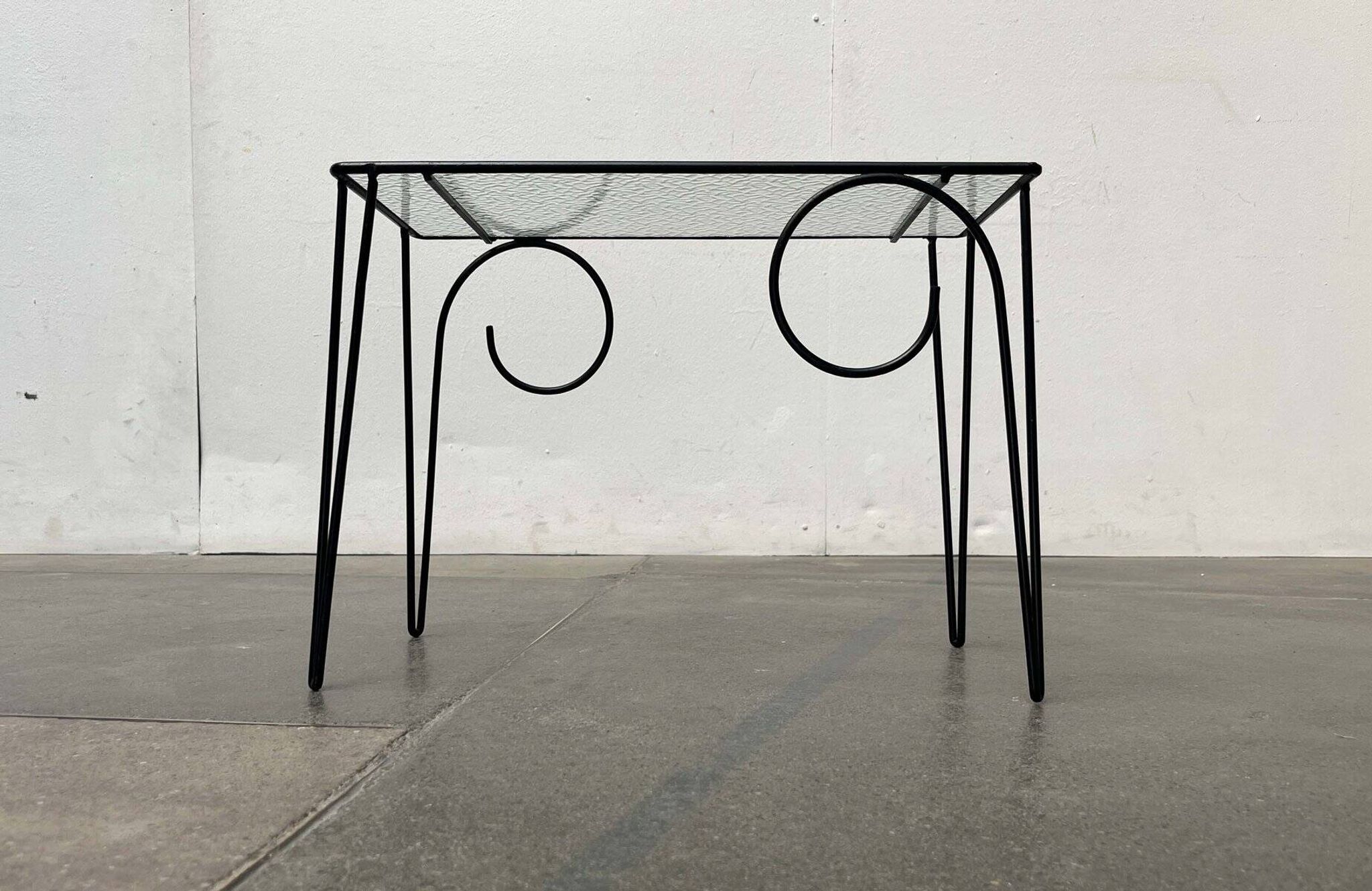 1960s Danish style glass side table String, mid-century.