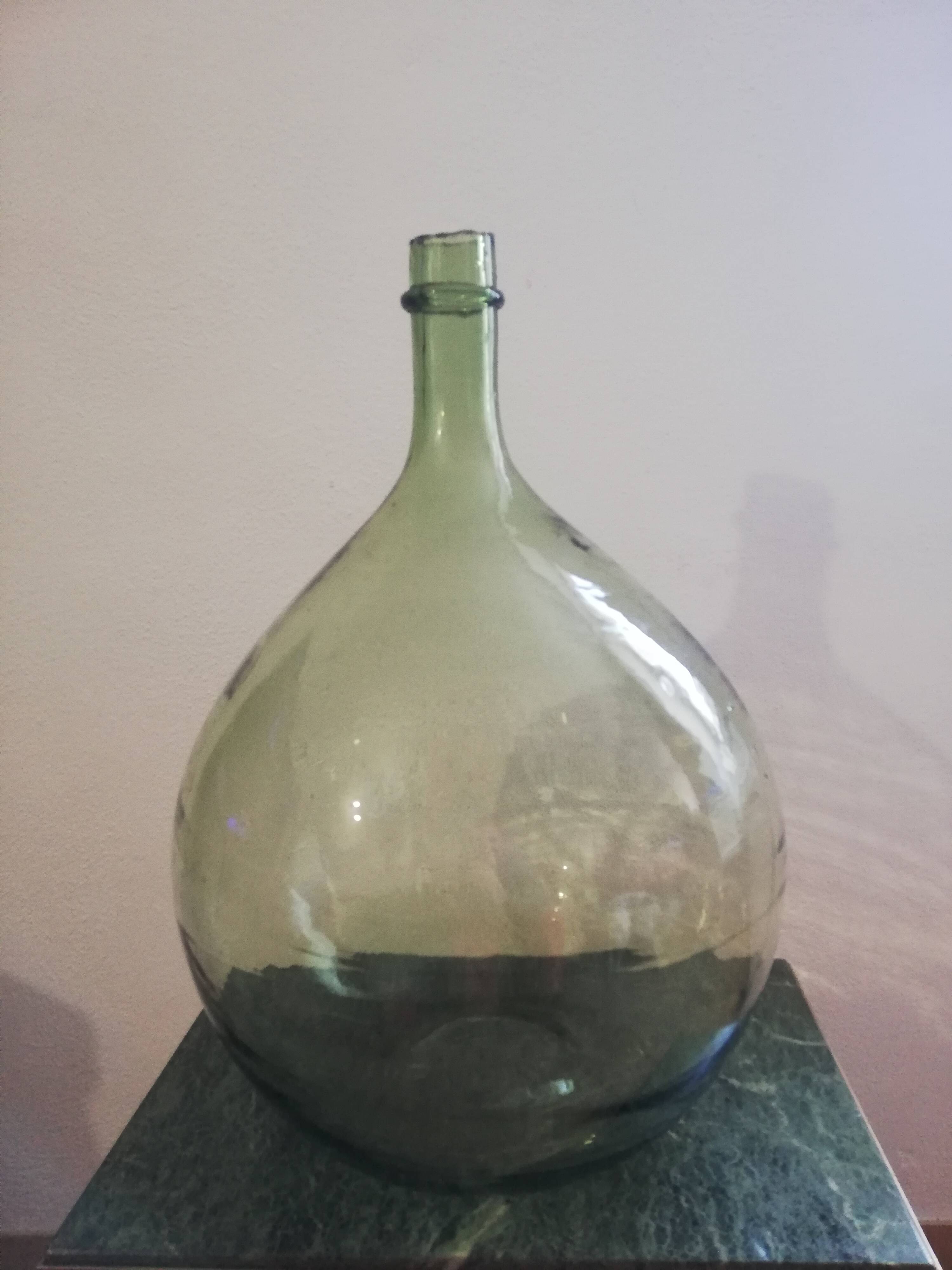 Green blown glass demijohn 25l