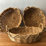 Lot of 3 rattan baskets