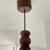 Suspension vintage en bois et cannage