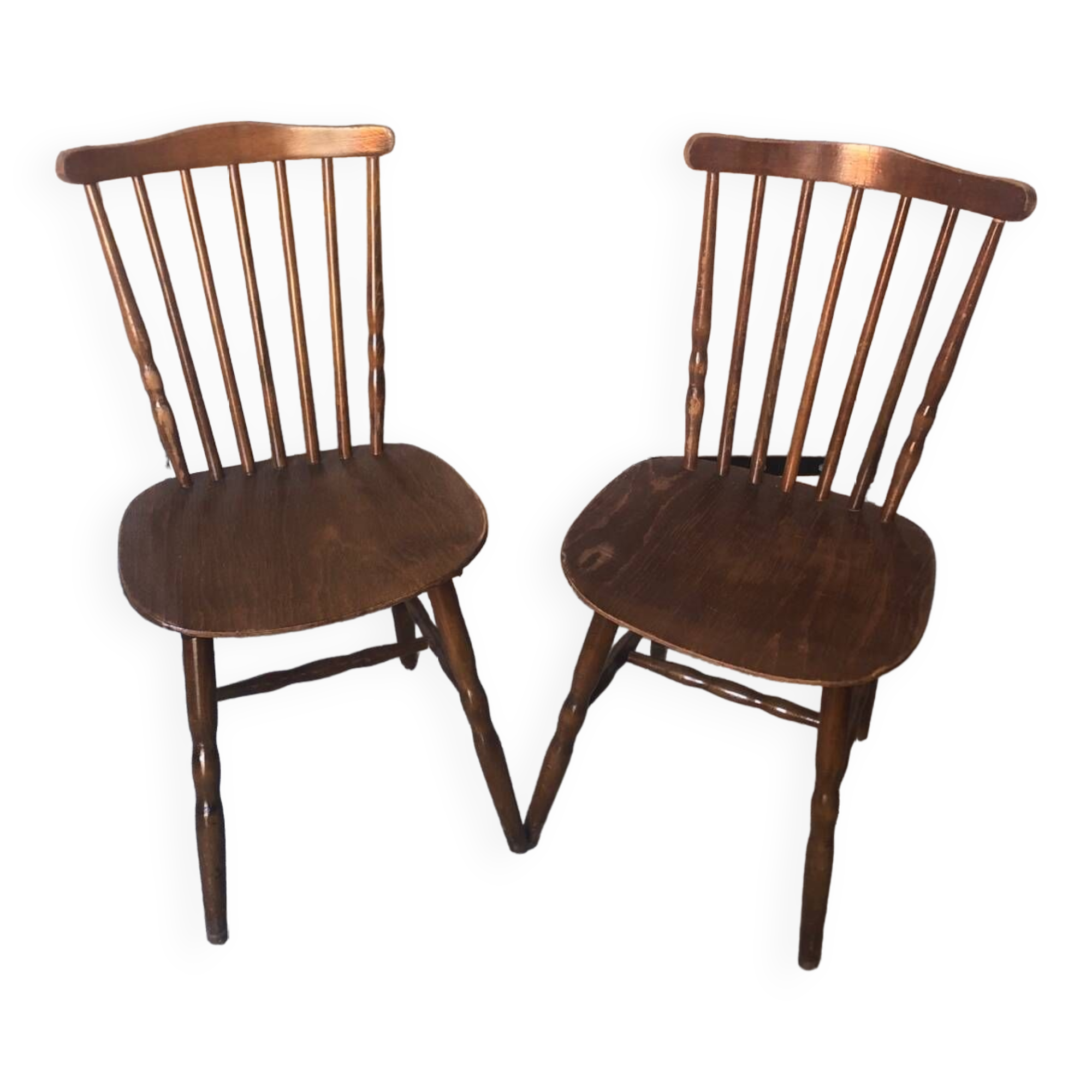 Pair of vintage Baumann western style wooden chairs #a326