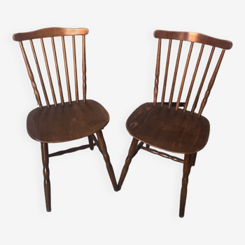 Pair of vintage Baumann western style wooden chairs #a326