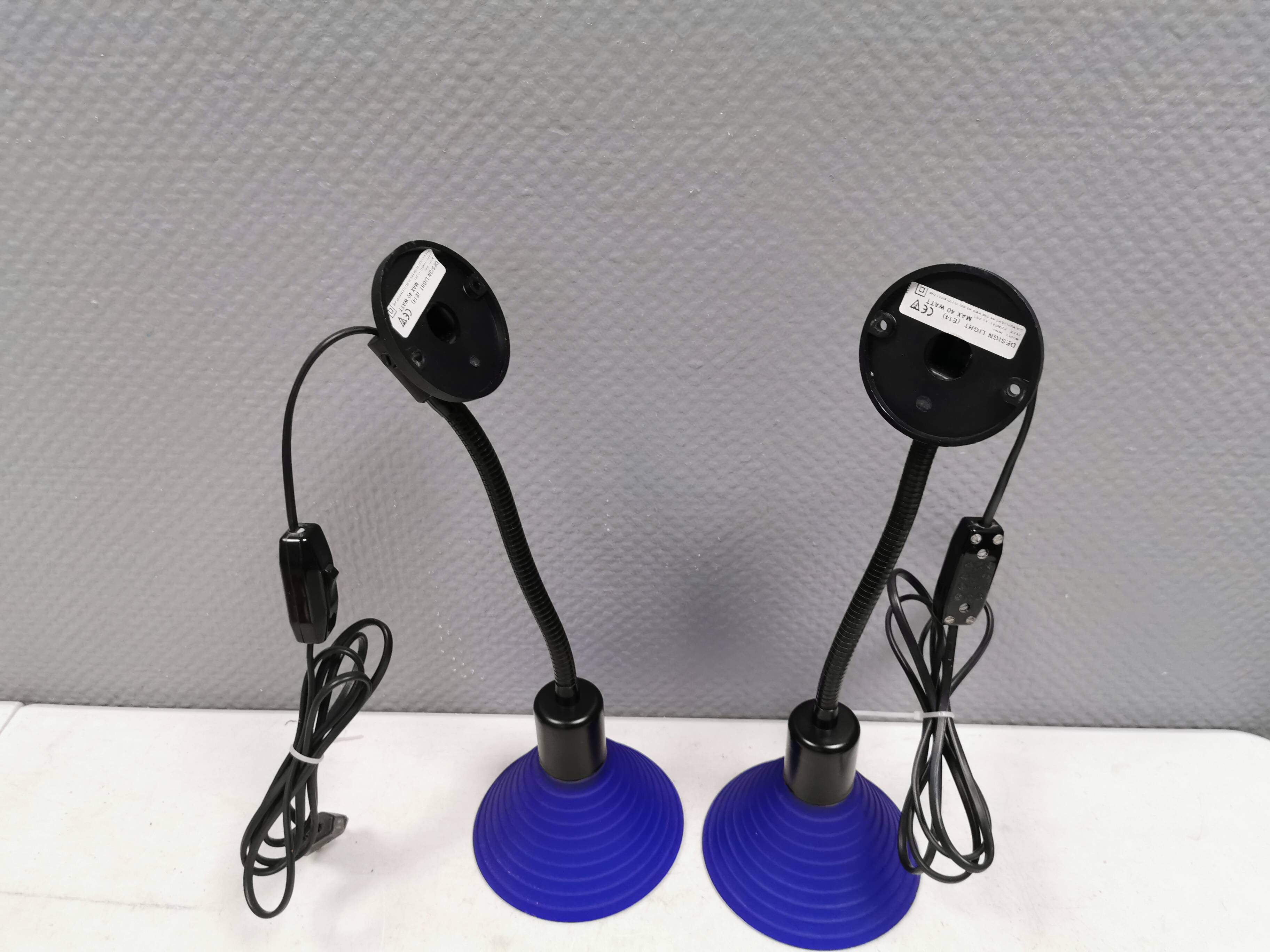 A set of wall lamps with blue glass shades from Danske Design-Light, 1980s.