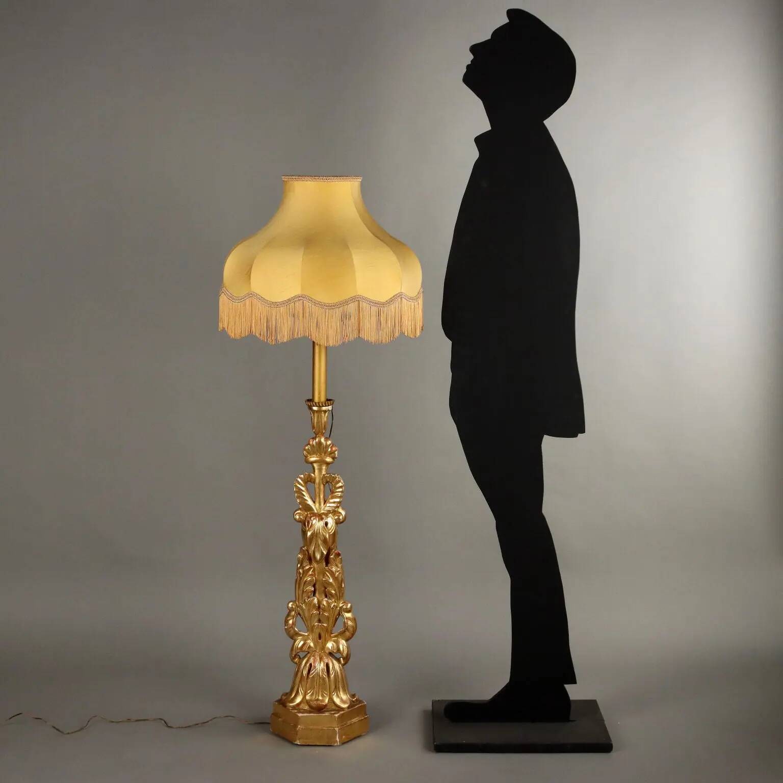 Eclectic antique carved wooden candlestick, Italy, 19th century.