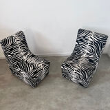 Lot 2 armchairs heating vintage zebra / design 70s