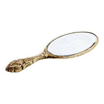 Hand mirror in brass and cloisonné enamels 1930