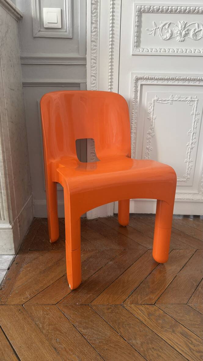 Vintage 1970 Joe Colombo 860 861 Kartell chair bright orange