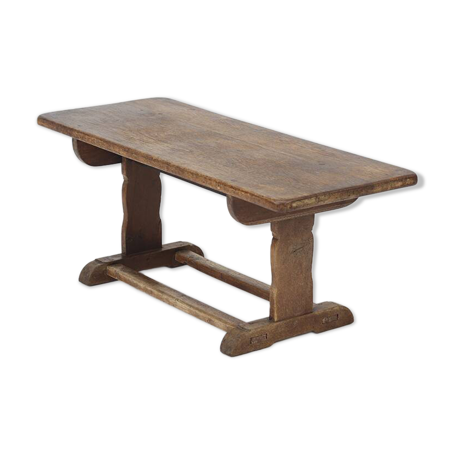 Table basse de ferme rustique antique en chêne