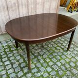Extendable oval Scandinavian dining table in teak and mahogany, 1950s, 245cm