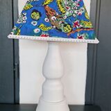 Lampe pied bois ébéniste abat jour tissus créateur