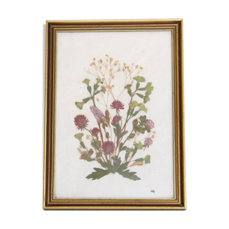 Table of dried flowers on beige, vintage, handicrafts