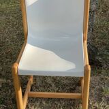 Chaise Gautier en plastique thermomoulé blanche et bois
