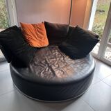Canapé rond en cuir pivotant