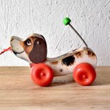 Little Snoopy - old Fisher-Price toy - small wooden dog to drag around - first edition: 1965