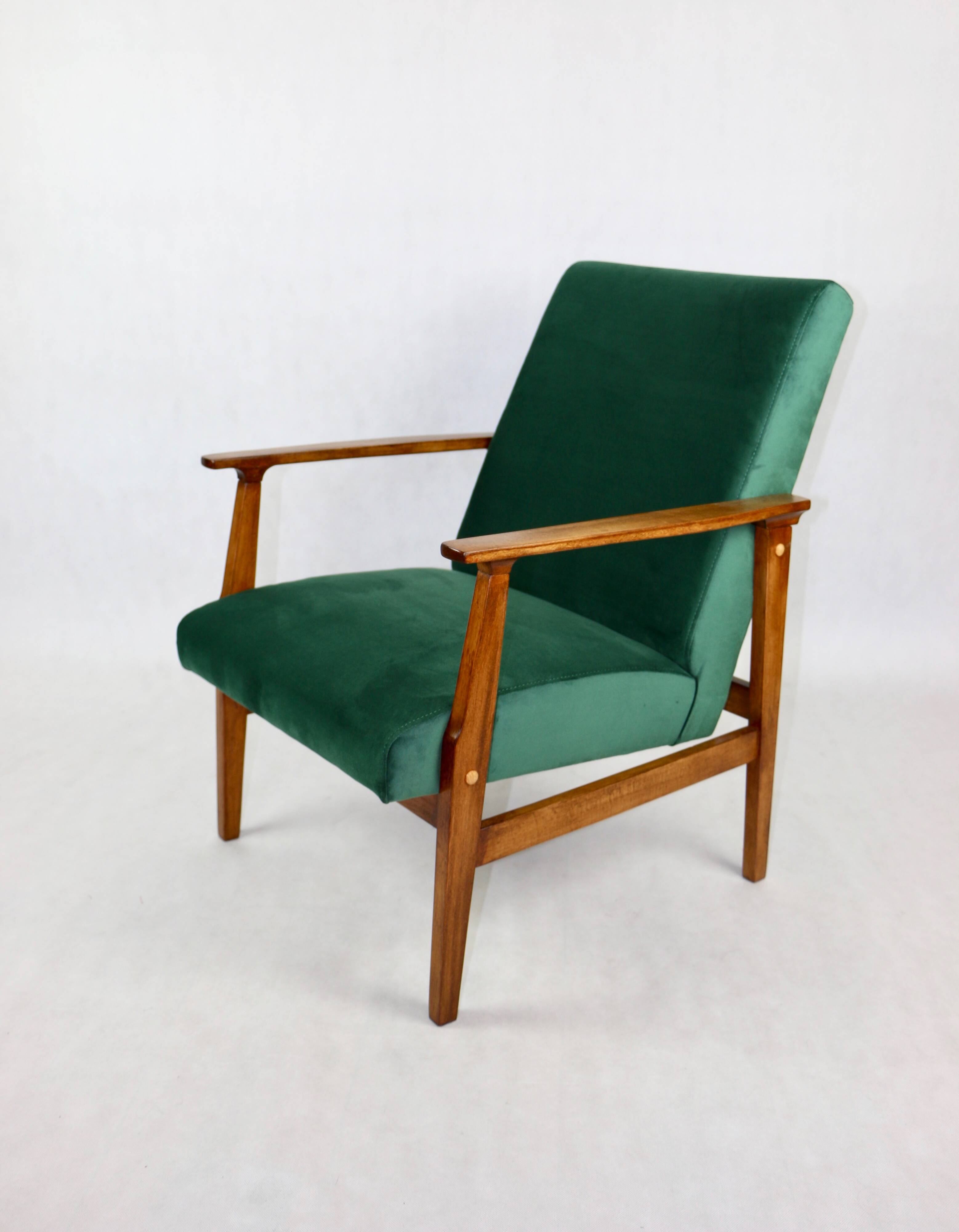 Chaise longue vintage en velours vert, années 1970