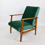 Chaise longue vintage en velours vert, années 1970