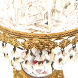 Old table lamp molded glass stamps barbotine and brass deco