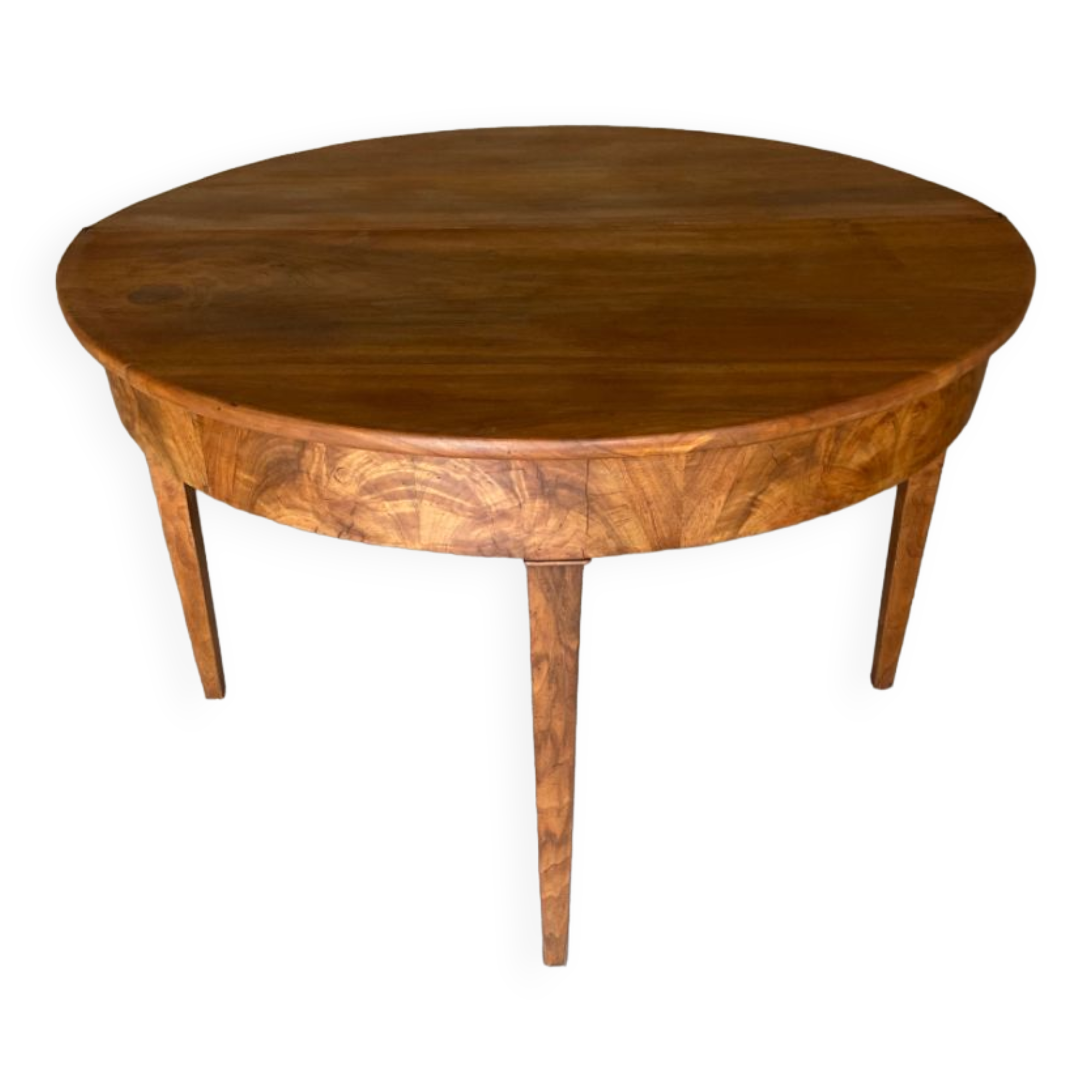 Antique table in folding round walnut