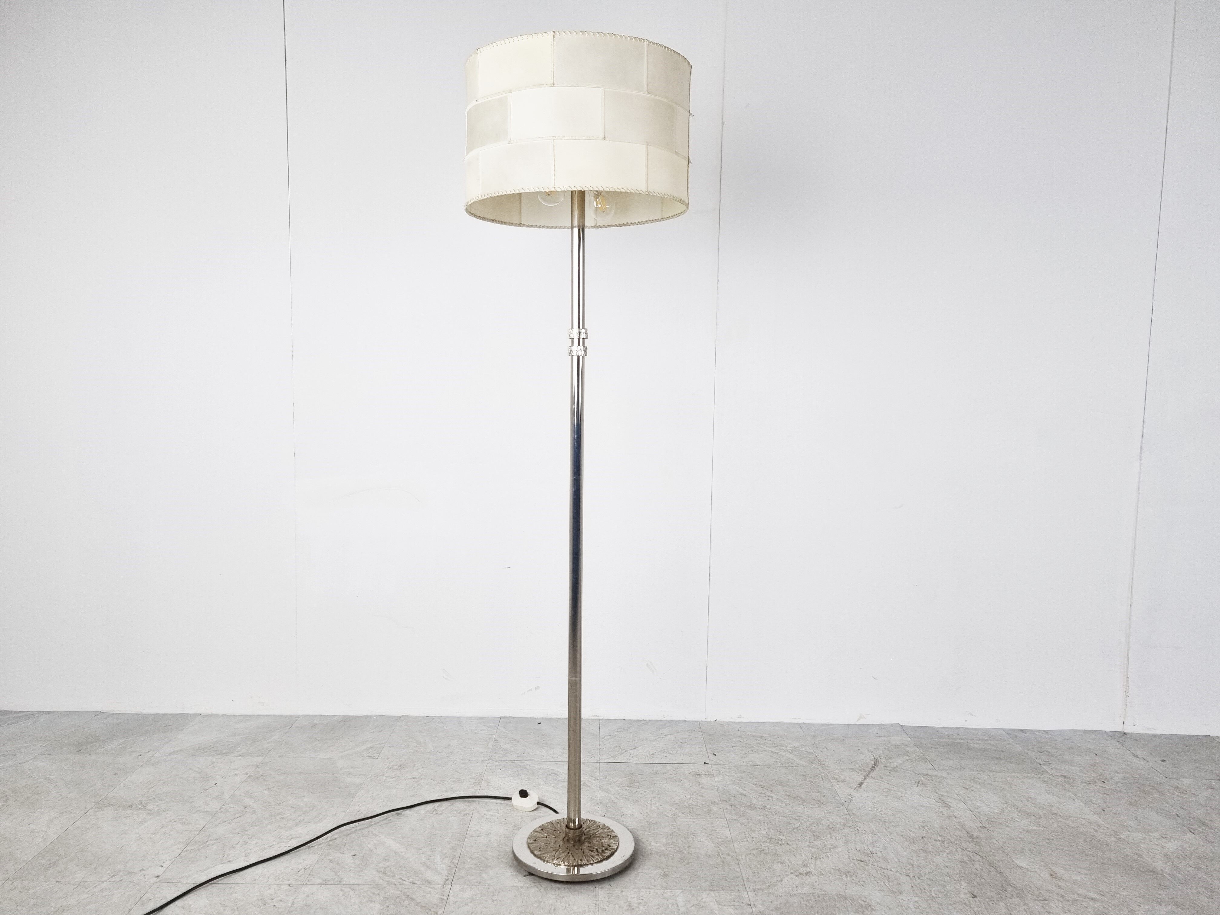Chrome brutalist floor lamp, 1970s