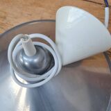 Pair of brushed aluminum pendant lights