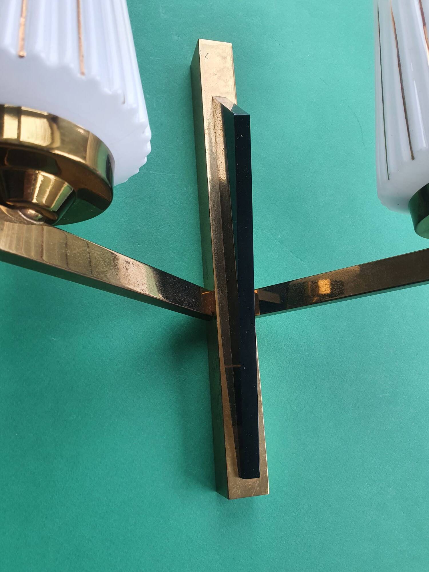 Antique gold two-light wall light