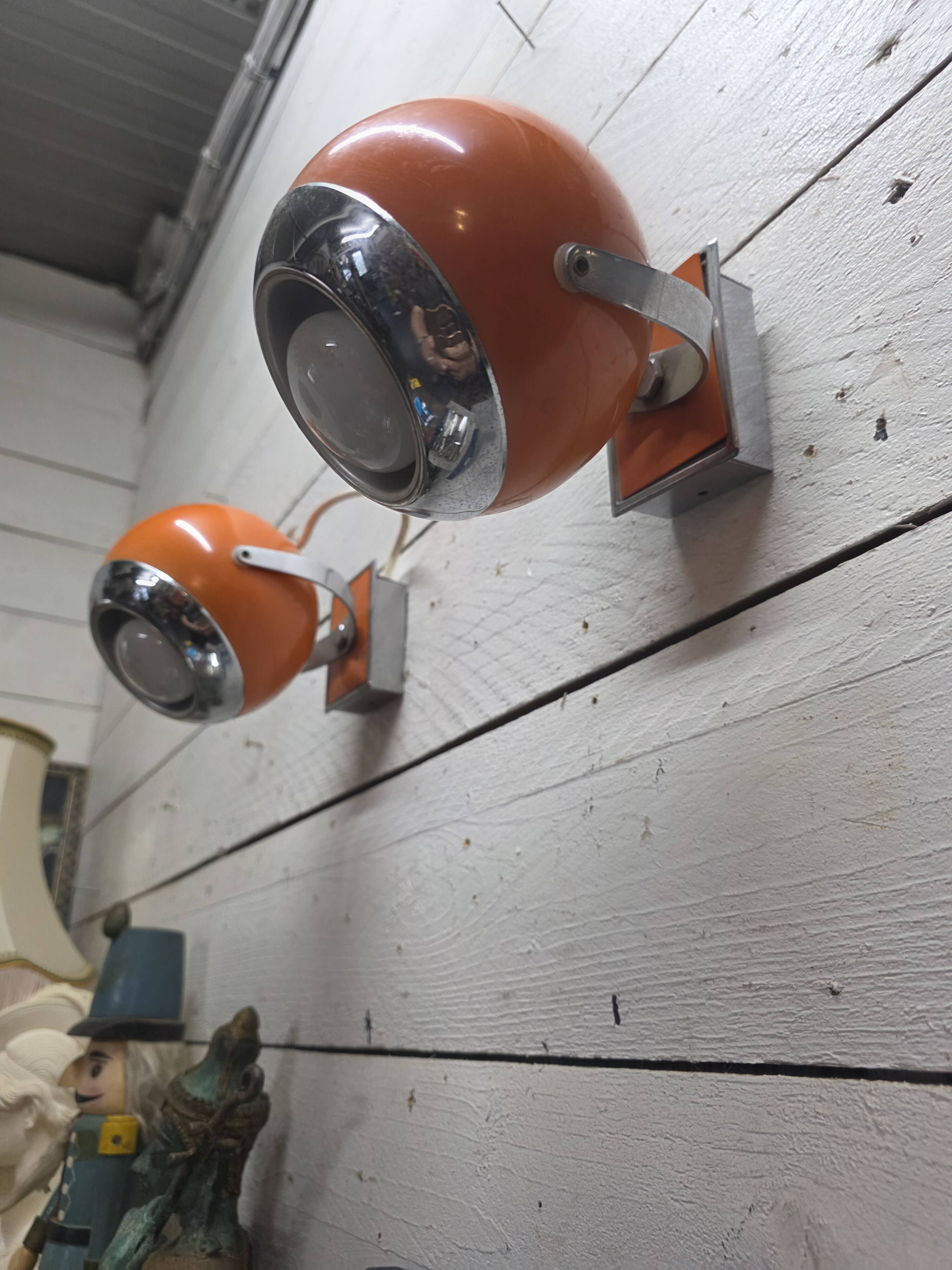 Pair of vintage 70s eyeball wall lights.