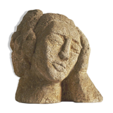 Stone bust of a woman, mid-19th century