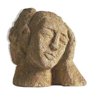Buste de femme en pierre, milieu du 19ème siècle