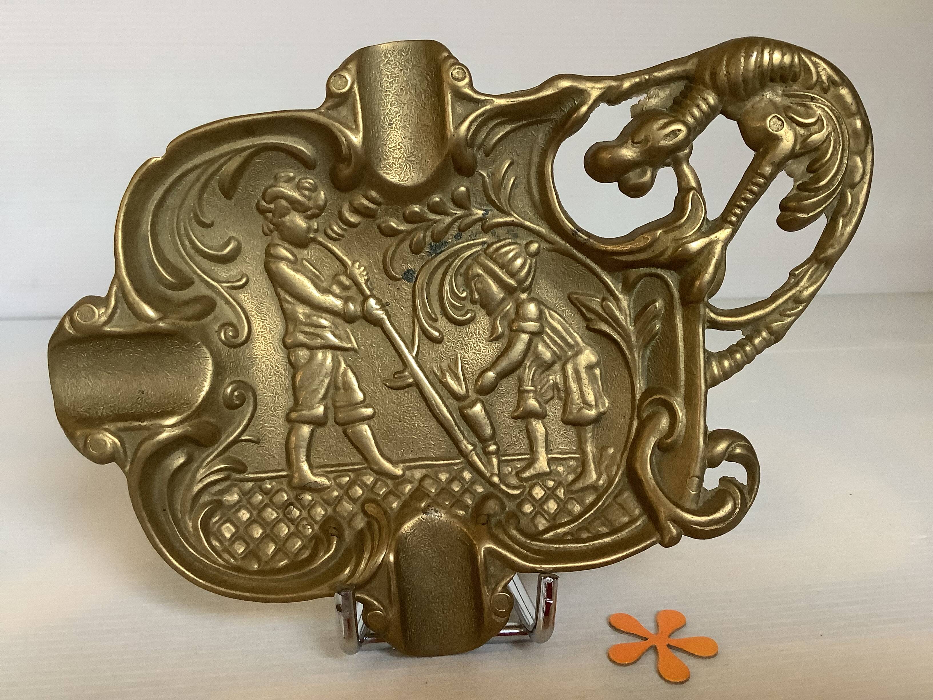 Ashtray bowl gargoyle glass blowers brass