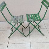 Paire de chaises de bistrot jardin pliable ancienne