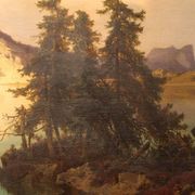 Joseph Brunner, Austrian Landscape with Lake and Mountain Painting, 1869, Oil on Canvas, Framed