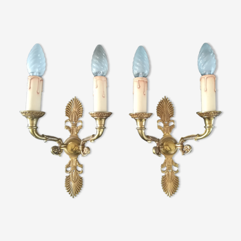 Pair of Empire style sconces in gilded bronze