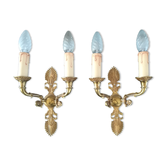 Pair of Empire style sconces in gilded bronze