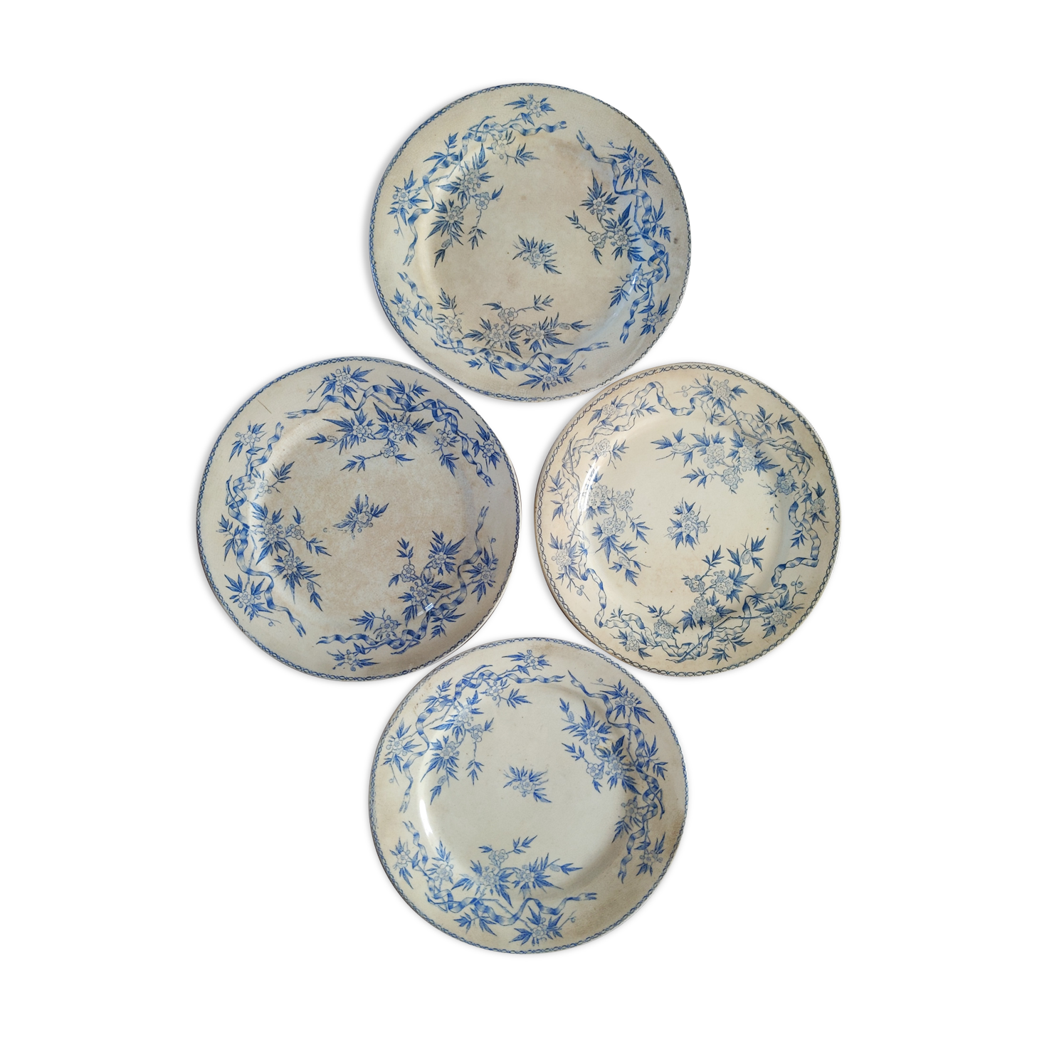 Plates for dessert antique porcelain romantic iron earth Sarreguemines epine