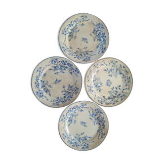 Assiettes à dessert anciennes porcelaine terre de fer romantique Sarreguemines epine