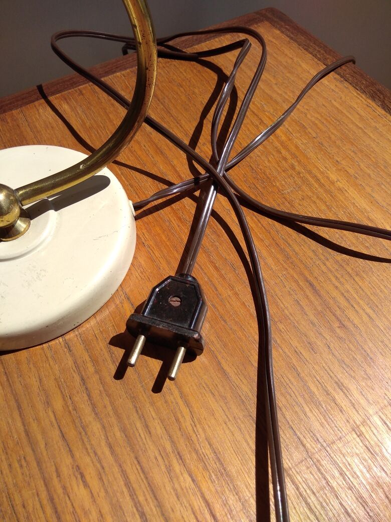 Casserole cream diabolo and brass lamp 1960