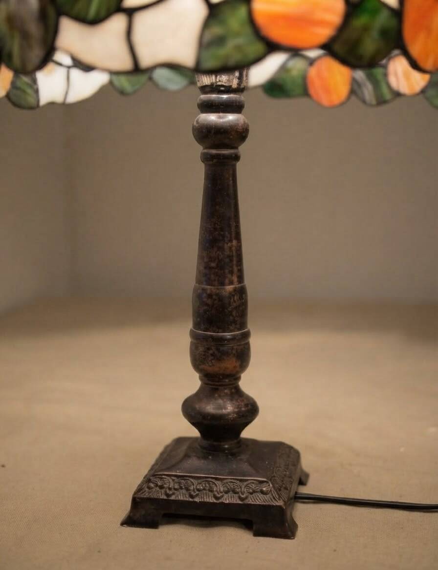Tiffany-style lampshade with fruits and grapes